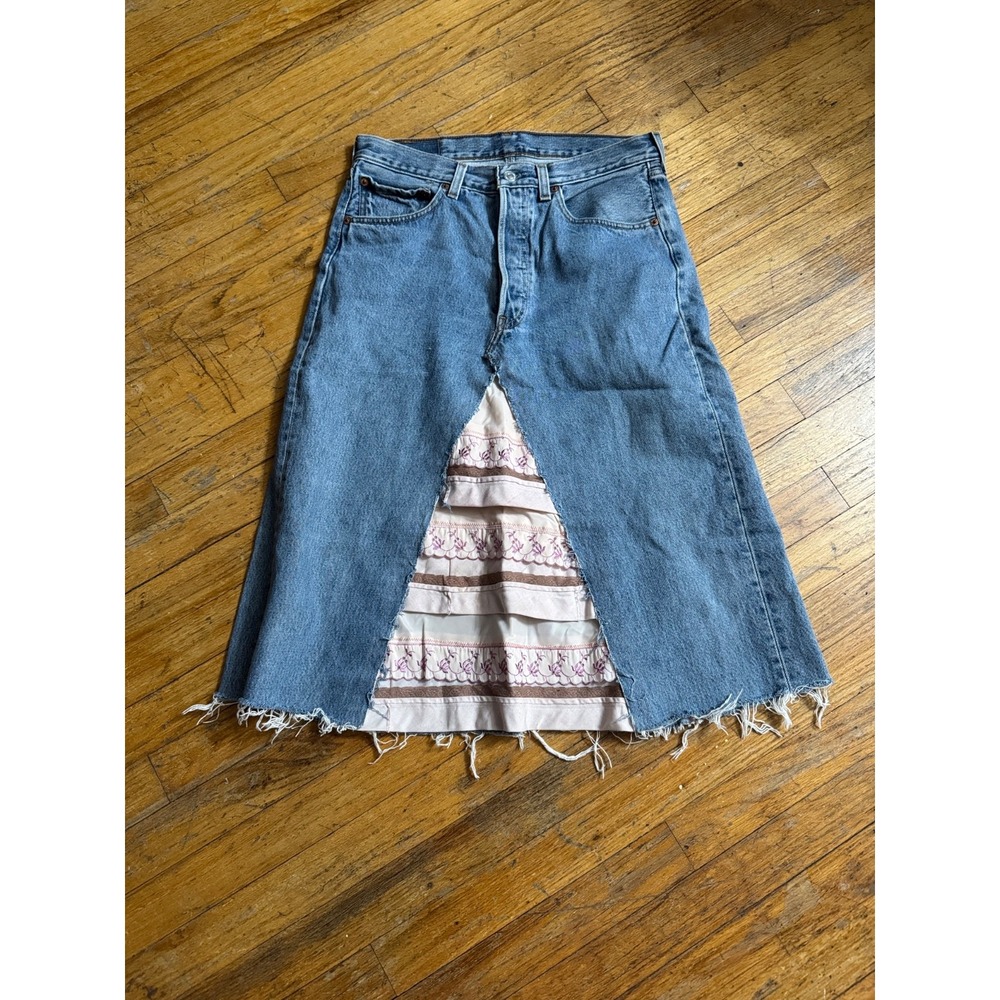 Reworked - LEVIS 501 Jean Skirt‎ - Light Wash Blue